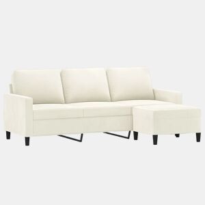vidaXL Sofá de 3 lugares com apoio de pés 180 cm veludo cor creme