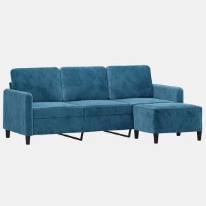 vidaXL Sofá de 3 lugares com apoio de pés 180 cm veludo azul