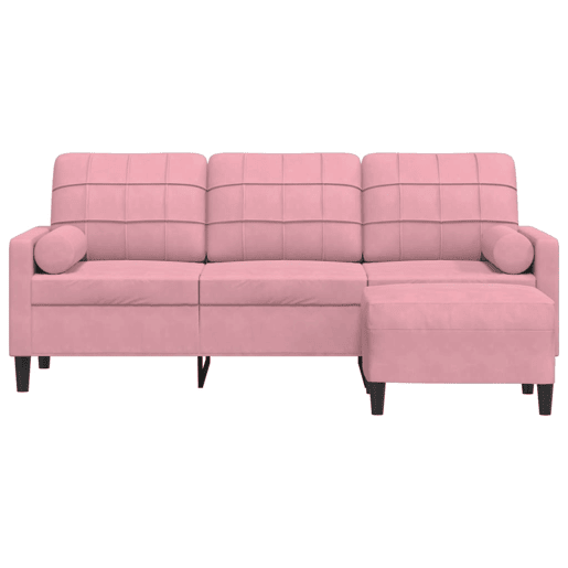 vidaXL Sofá de 3 lugares com apoio de pés 180 cm veludo rosa