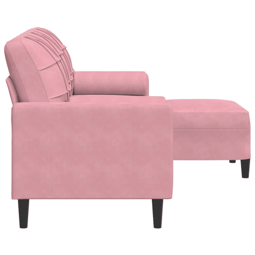 vidaXL Sofá de 3 lugares com apoio de pés 180 cm veludo rosa