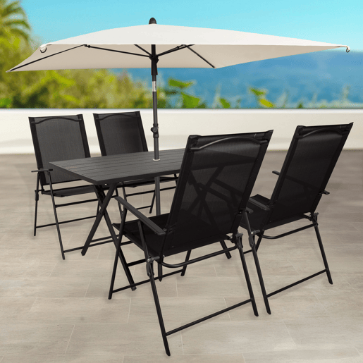 Aktive Guarda-sol de jardim quadrado 175x175 cm bege com mastro basculante