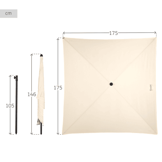 Aktive Guarda-sol de jardim quadrado 175x175 cm bege com mastro basculante