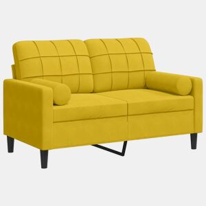 vidaXL Sofá 2 lugares c almofadas decorativas 120 cm veludo amarelo