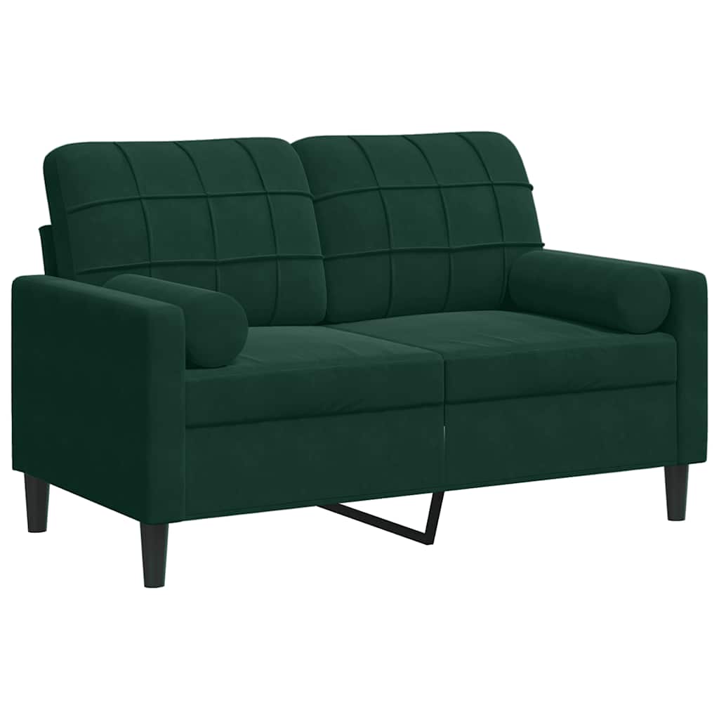 vidaxl sofa de 2 plazas con cojines terciopelo verde oscuro 120 cm