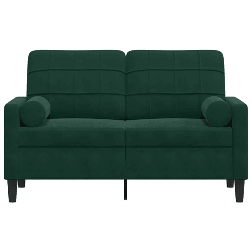 vidaXL Sofá 2 lug. c almofadas decorativas 120 cm veludo verde-escuro vidaXL Sofá 2 lug. c almofadas decorativas 120 cm veludo verde-escuro