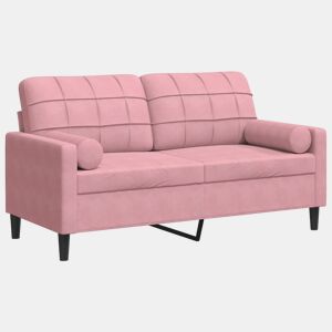 vidaXL Sofá 2 lugares c almofadas decorativas 140 cm veludo rosa