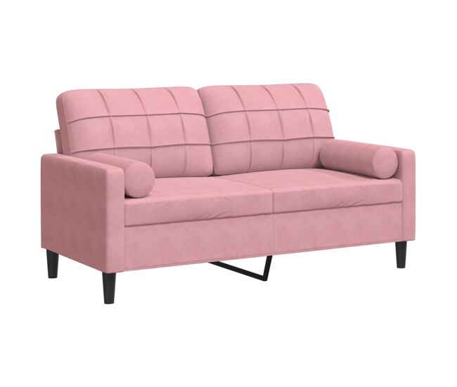 Vidaxl sofá de 2 plazas con cojines terciopelo rosa 140 cm