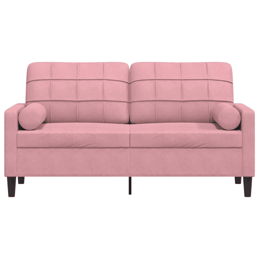 vidaXL Sofá 2 lugares c almofadas decorativas 140 cm veludo rosa