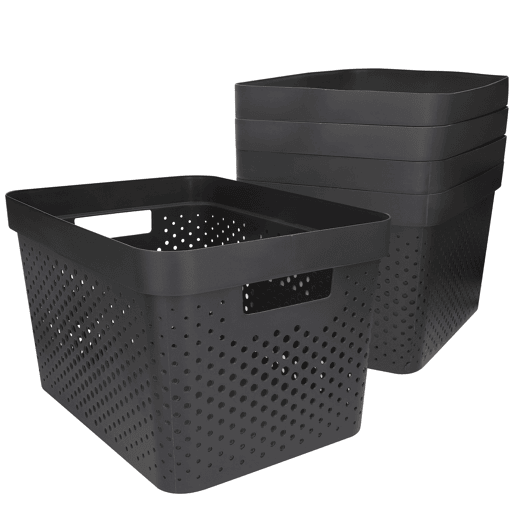 Curver Pack 5 cestos organizadores Infinity 17L cinzentos