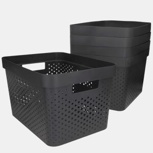 Curver Pack 5 cestos organizadores Infinity 17L cinzentos