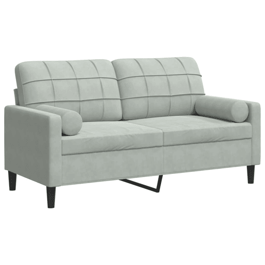 vidaXL Sofá 2 lugares + almofadas decorativas 140cm veludo cinza-claro vidaXL Sofá 2 lugares + almofadas decorativas 140cm veludo cinza-claro
