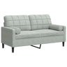 vidaXL Sofá 2 lugares + almofadas decorativas 140cm veludo cinza-claro