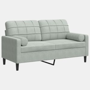 vidaXL Sofá 2 lugares + almofadas decorativas 140cm veludo cinza-claro