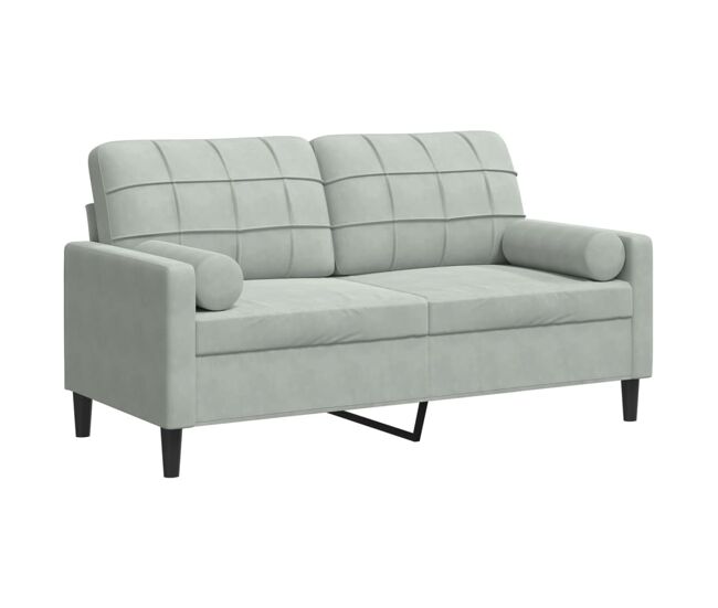 Vidaxl sofá de 2 plazas con cojines terciopelo gris claro 140 cm