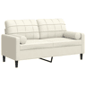 vidaXL Sofá 2 lugares c almofadas decorativas 140 cm veludo creme