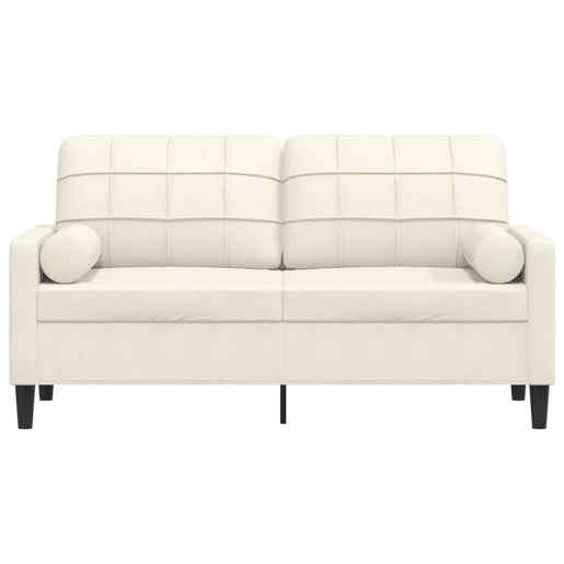 vidaXL Sofá 2 lugares c almofadas decorativas 140 cm veludo creme
