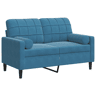 vidaXL Sofá 2 lugares c almofadas decorativas 120 cm veludo azul