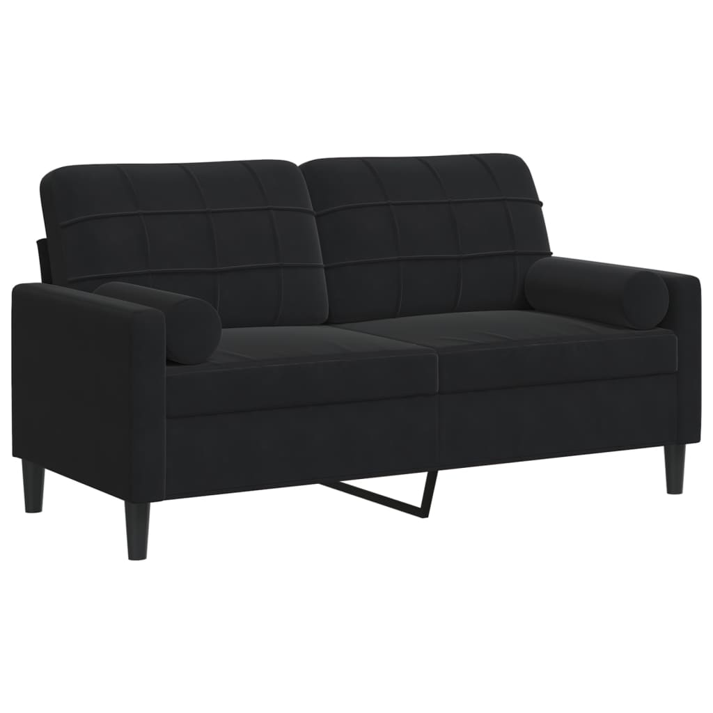 Vidaxl sofá de 2 plazas con cojines terciopelo negro 140 cm