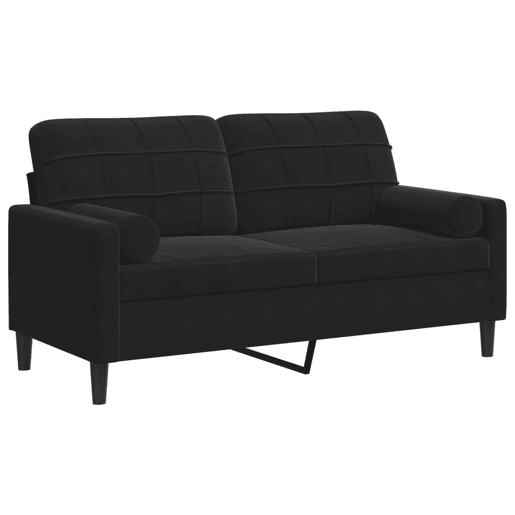 vidaXL Sofá 2 lugares c almofadas decorativas 140 cm veludo preto