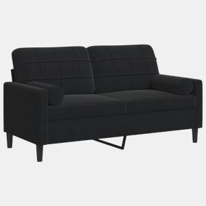 vidaXL Sofá 2 lugares c almofadas decorativas 140 cm veludo preto