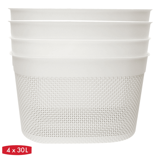 Curver Pack 4 cestos organizadores Filo 30L branco