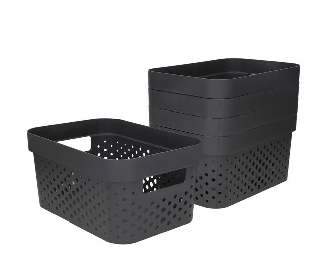 Curver pack 5 cestas organizadoras infinity 4,5l gris