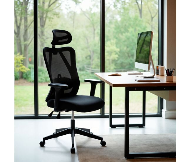 Silla de oficina Elisha Tela Negro 59X66X113 cm