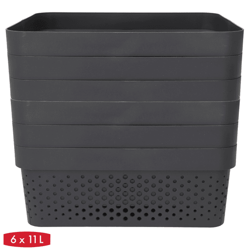 Curver Pack 6 Cestos organizadores Infinity 11L cinzento