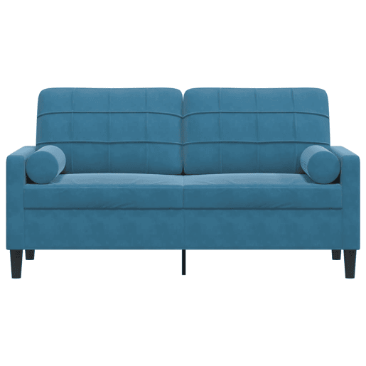 vidaXL Sofá 2 lugares c almofadas decorativas 140 cm veludo azul vidaXL Sofá 2 lugares c almofadas decorativas 140 cm veludo azul