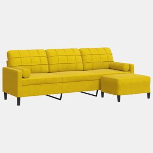 vidaXL Sofá de 3 lugares com apoio de pés 210 cm veludo amarelo
