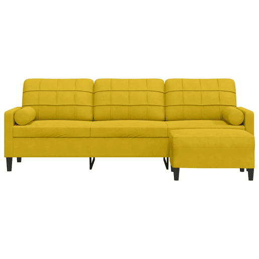 vidaXL Sofá de 3 lugares com apoio de pés 210 cm veludo amarelo vidaXL Sofá de 3 lugares com apoio de pés 210 cm veludo amarelo