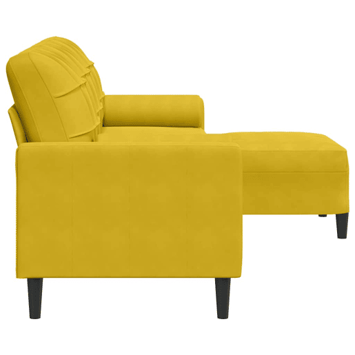 vidaXL Sofá de 3 lugares com apoio de pés 210 cm veludo amarelo vidaXL Sofá de 3 lugares com apoio de pés 210 cm veludo amarelo