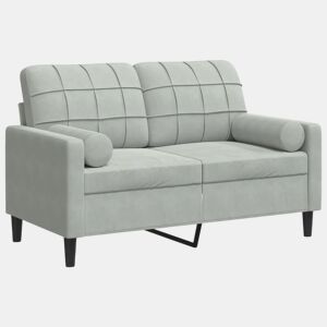 vidaXL Sofá 2 lugares + almofadas decorativas 120cm veludo cinza-claro
