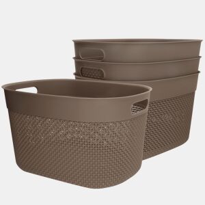 Curver Pack 4 cestos organizadores Filo 18L castanho