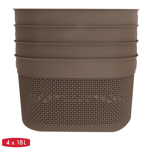 Curver Pack 4 cestos organizadores Filo 18L castanho