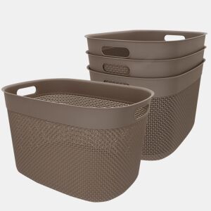 Curver Pack 4 cestos organizadores Filo 30L castanho