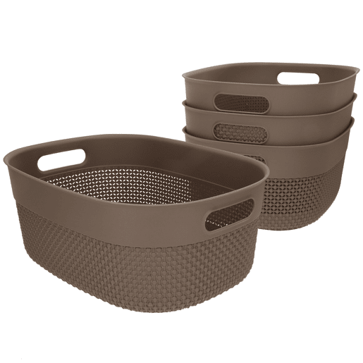 Curver Pack 4 cestos organizadores Filo 12L castanho