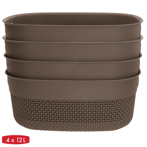 Curver Pack 4 cestos organizadores Filo 12L castanho