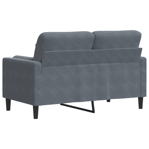 vidaXL Sofá 2 lug. c almofadas decorativas 120 cm veludo cinza-escuro