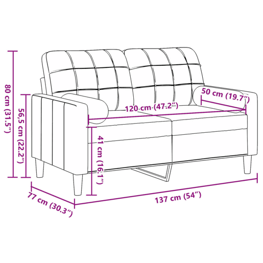 vidaXL Sofá 2 lug. c almofadas decorativas 120 cm veludo cinza-escuro