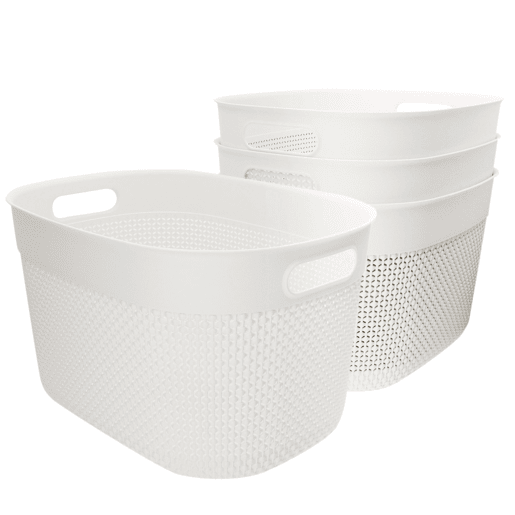 Curver Pack 4 cestos organizadores Filo 18L branco