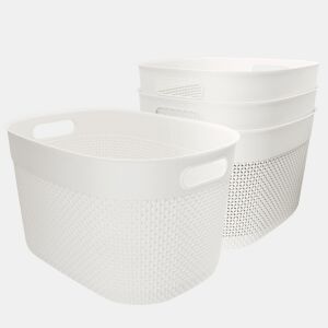 Curver Pack 4 cestos organizadores Filo 18L branco