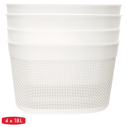 Curver Pack 4 cestos organizadores Filo 18L branco