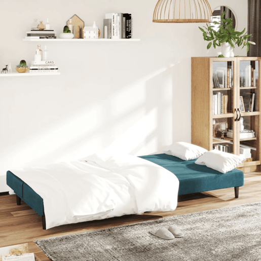 Sofá-cama, Sofá conversível de 2 lugares veludo azul