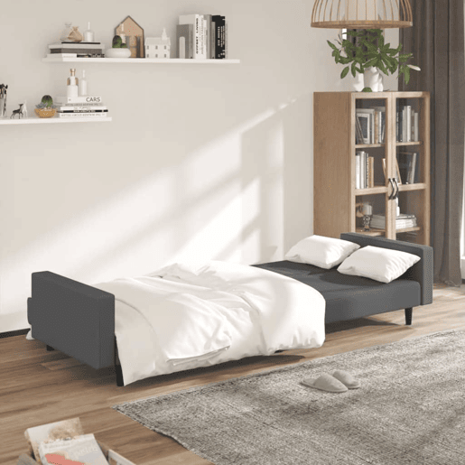 Sofá-cama, Sofá conversível de 2 lugares veludo cinzento-escuro