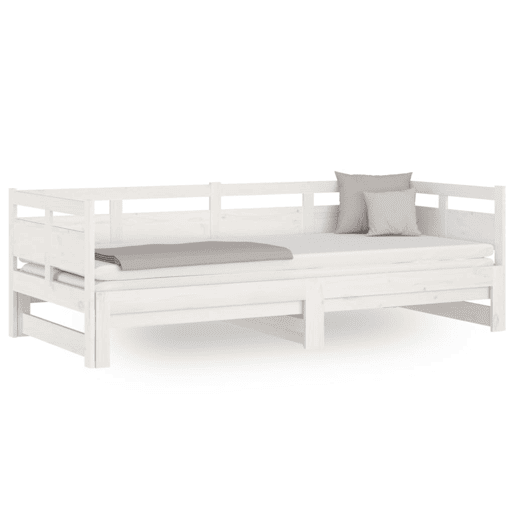 Sofá-cama, Sofá conversível de puxar 2x(90x200) cm pinho maciço branco
