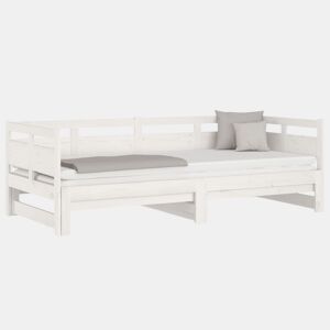 Sofá-cama, Sofá conversível de puxar 2x(90x200) cm pinho maciço branco