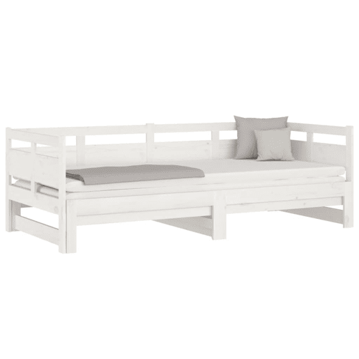 Sofá-cama, Sofá conversível de puxar 2x(90x200) cm pinho maciço branco