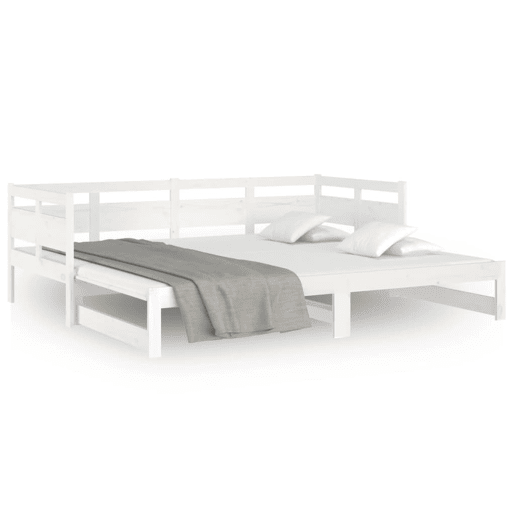 Sofá-cama, Sofá conversível de puxar 2x(90x200) cm pinho maciço branco