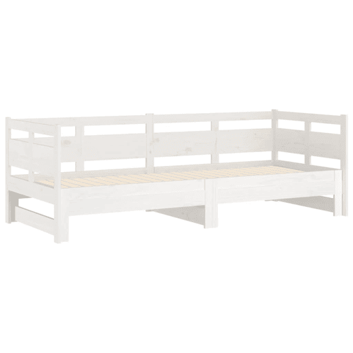 Sofá-cama, Sofá conversível de puxar 2x(90x200) cm pinho maciço branco